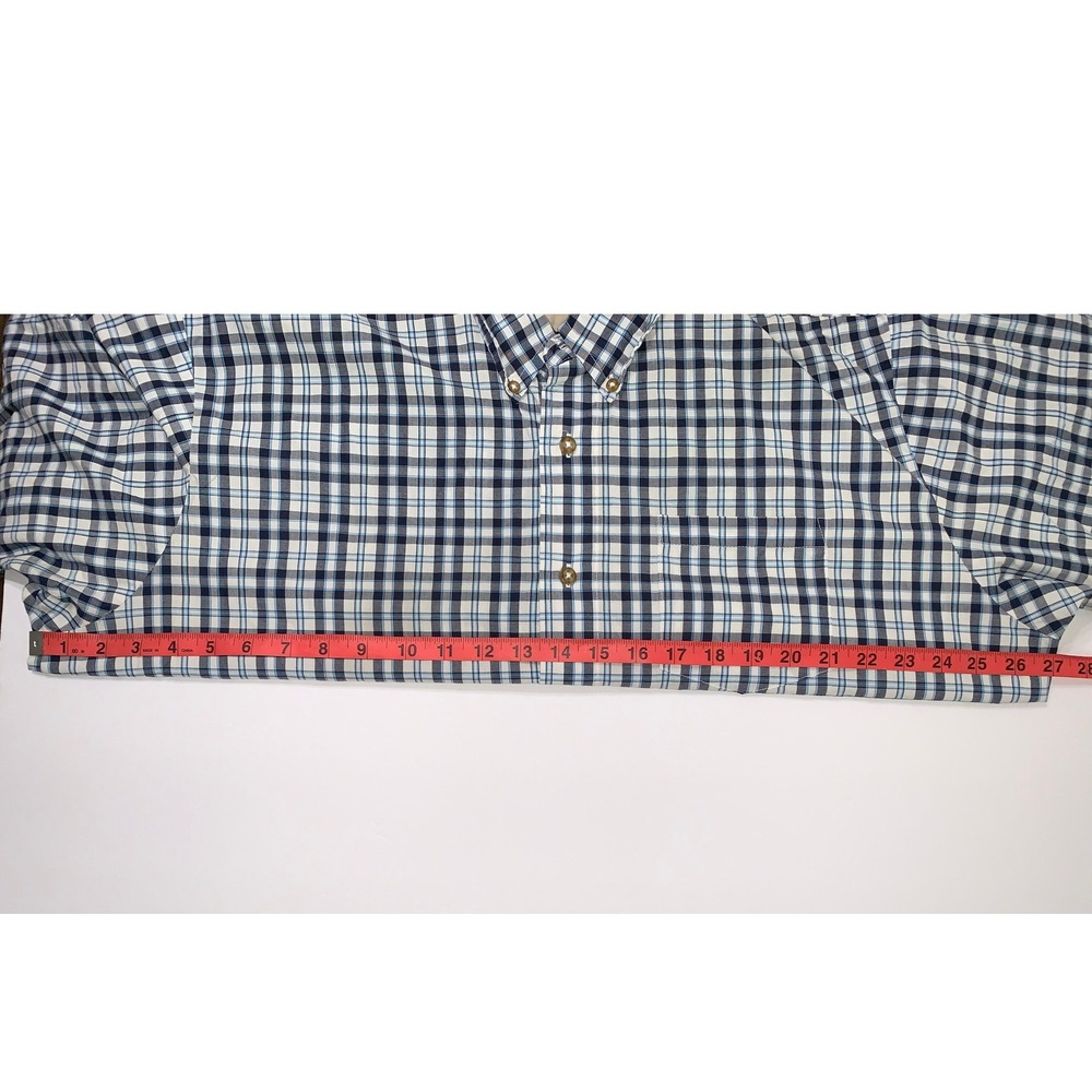 Wrangler Mens XL Short Sleeve Button Down Shirt Blue White Plaid Wrinkle Resist - Picture 6 of 11